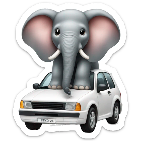 Elefant with car sticker