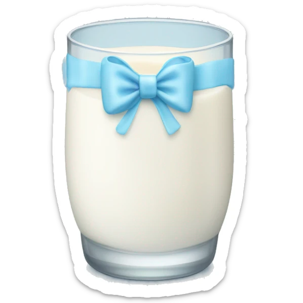 Glass of milk with a light blue bow wrapped around the glass  sticker