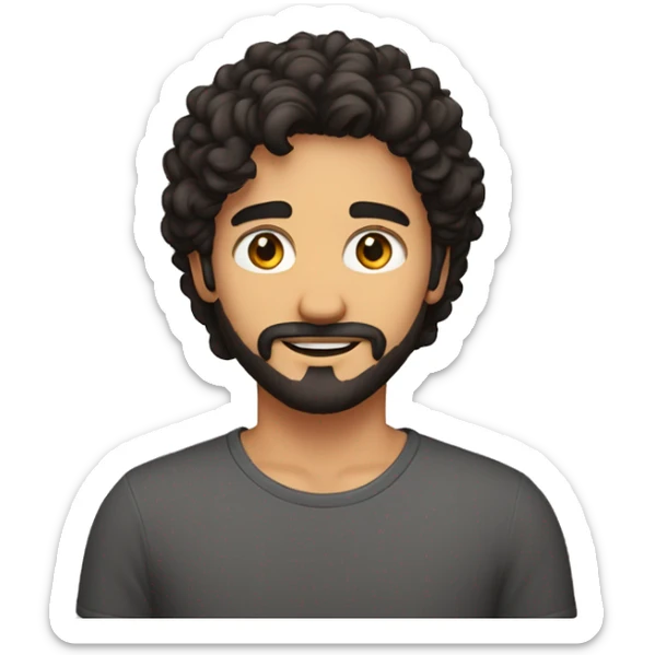 youn man, latin,washed out red shirt, semi curly short hair, 3 day beard, black hair, dark brown eyes sticker