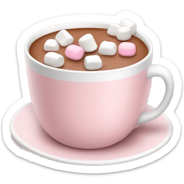 Light Pink mug of hot chocolate with marshmallows  sticker