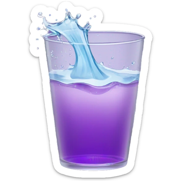 splashing glass of water in a clear purple cup sticker
