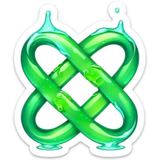 an emerald money green infinity sign emoji with turquoise lime juice streaks sticker