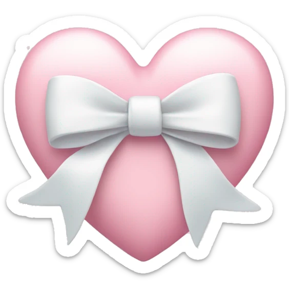 Pastel pink heart with white bow sticker