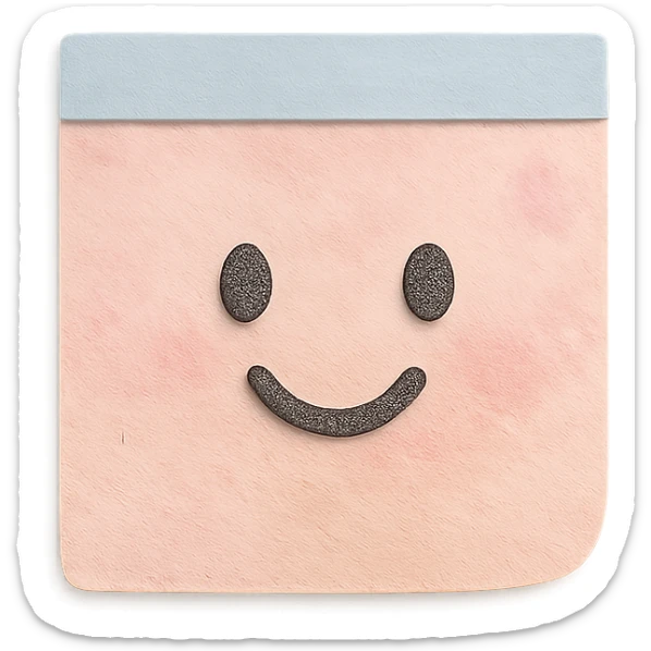 soft pastel cozy memo paper sheet with soft watercolor texture, with a smiling face accent sticker