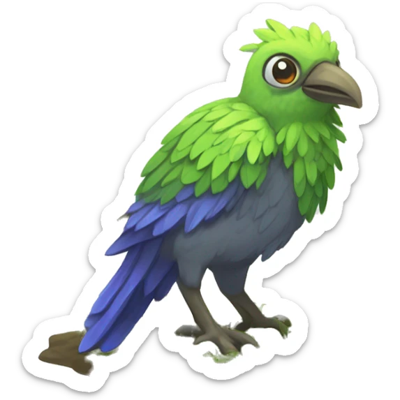 Colorful earthly muddy fresh Cool Cute Fantasy legendary swampy tree-jungle-bird plant-grass-type-Dendro-avian Fakemon full body sticker