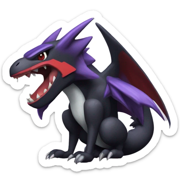 Black Cool Edgy Nargacuga-Garchomp-Noivern-Noibat Fakémon  with White and Red and purple and black Edgy markings sticker