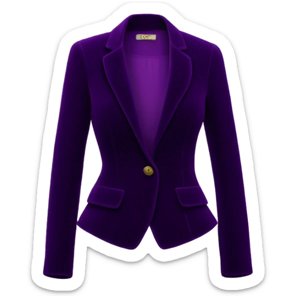 Realistic isolated dark purple velvet feminine fashion blazer. sticker
