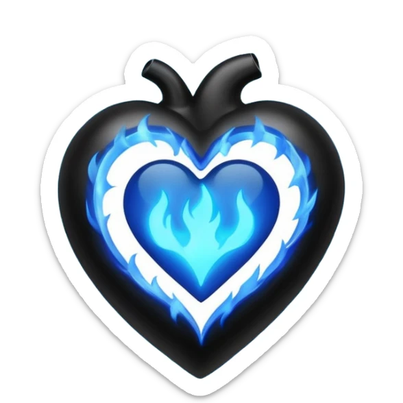 make exactly the emoji like"❤️‍🔥" but the heart is black and flames are blue sticker