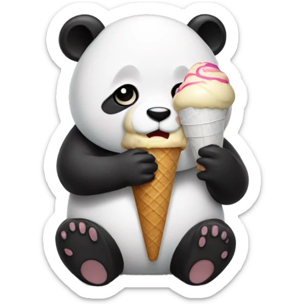 Panda eating ice cream sticker