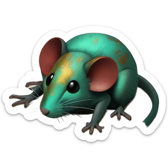 Black red gold green cyan rusty grunge effect scratched patina rat mouse puppy scorpion tail stinger  sticker