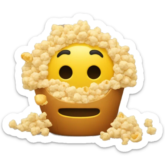 Cabeza redonda amarilla y explotando palomitas por la cabeza sticker