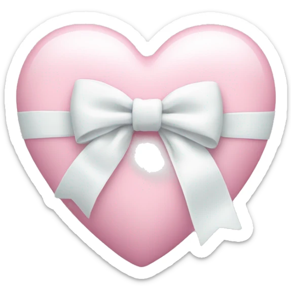 Pastel pink heart with white bow sticker