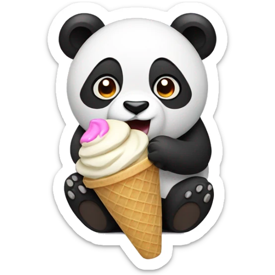 Panda eating ice cream sticker