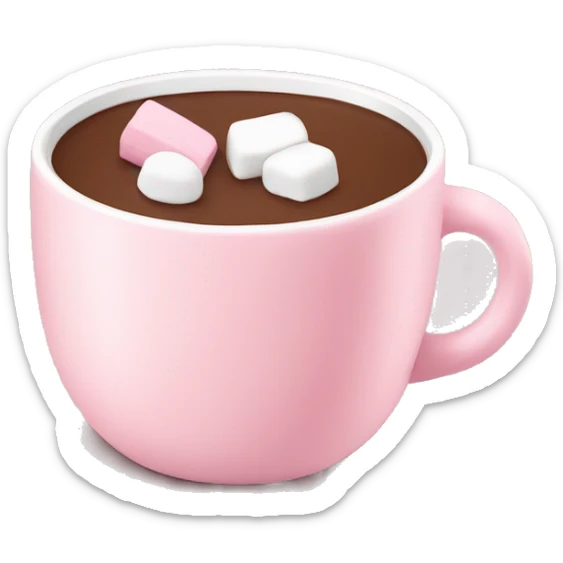 Light Pink mug of hot chocolate with marshmallows  sticker