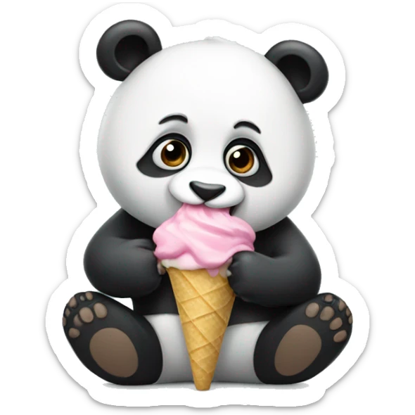 Panda eating ice cream sticker