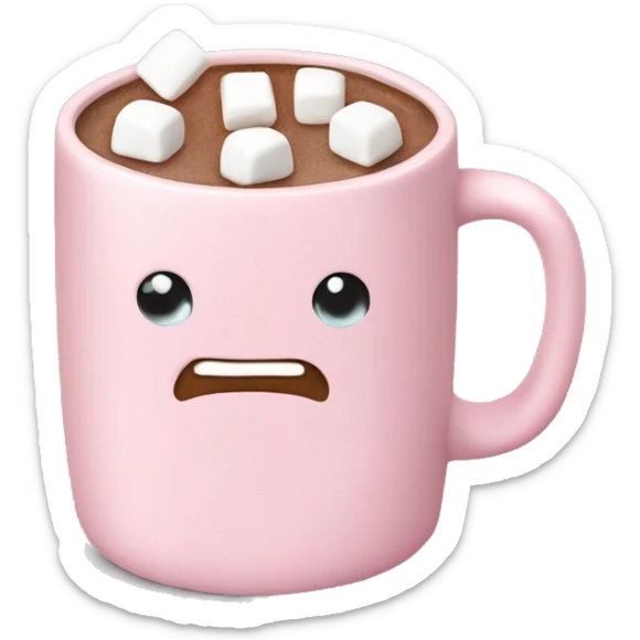Light Pink mug of hot chocolate with marshmallows  sticker