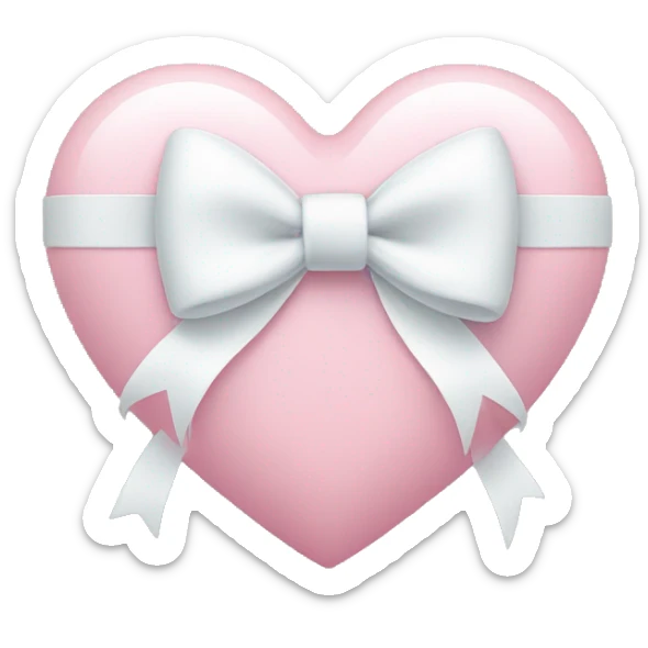 Pastel pink heart with white bow sticker