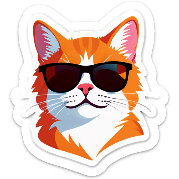 Cat with sunglasses sticker