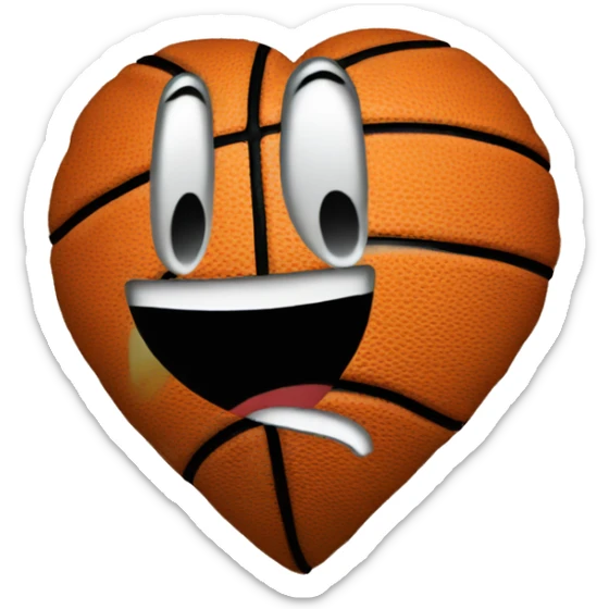 a smiley heart in the color of a basketball sticker