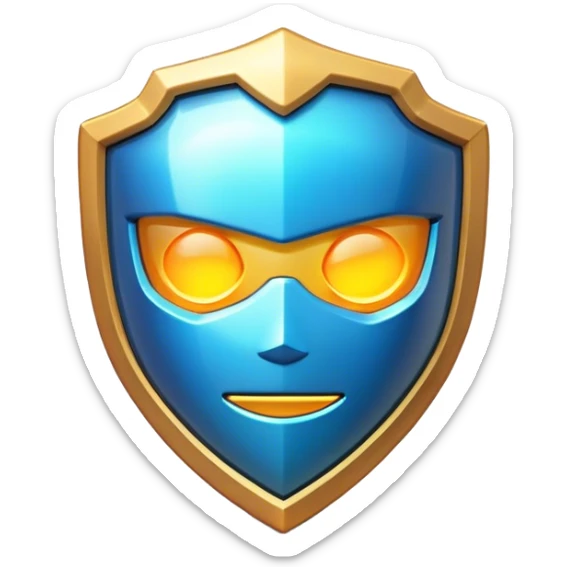 Clash of Clans aesthetic: Cinematic Playful 3D Isometric Energy Shield Emoji, rendered in a 3D vector-style similar to standard emojis with minimal shading and bold, simplified shapes. A compact, distinct form with signature details, softly glowing with a futuristic sci-fi warfare charm. Simplified yet unmistakably iconic, highly detailed and consistent, glowing with a soft radiance and high shine. Stylized with a touch of high-tech brilliance and a soft glowing outline, capturing the essence of a beloved gaming relic with a friendly, playful manner! sticker