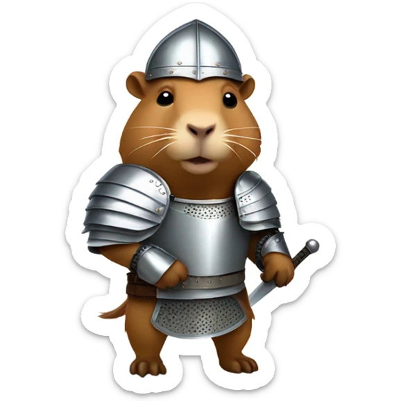 Capybara with sword and armor sticker