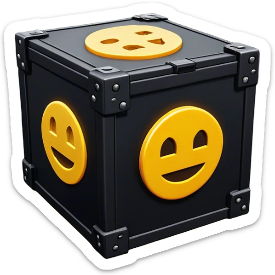 Clash of Clans aesthetic: Cinematic Playful Pixel 3D loot crate Emoji, rendered in a 3D vector-style similar to standard emojis with minimal shading and bold, simplified shapes. A compact, distinct form with signature details, softly glowing with a pixelated adventure charm. Simplified yet unmistakably iconic, highly detailed and consistent, glowing with a soft radiance and high shine. Stylized with a touch of classic pixel-art charm and a soft glowing outline, capturing the essence of a beloved gaming relic with a friendly, playful manner! sticker