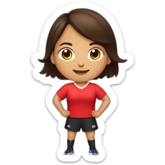 Une jeune fille brune habiller en rouge qui fait du handball sticker