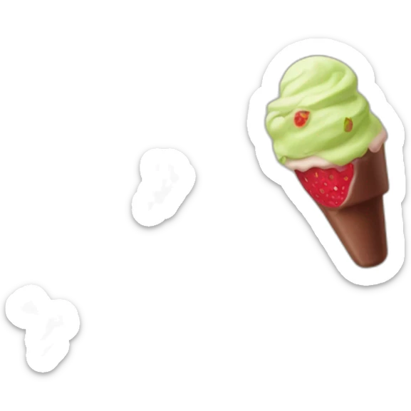 A strawberry chocolate vanilla and pistachio ice cream with a cherry on the top  sticker
