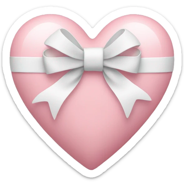 Pastel pink heart with white bow sticker