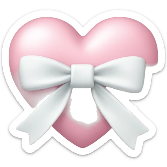 Pastel pink heart with white bow sticker