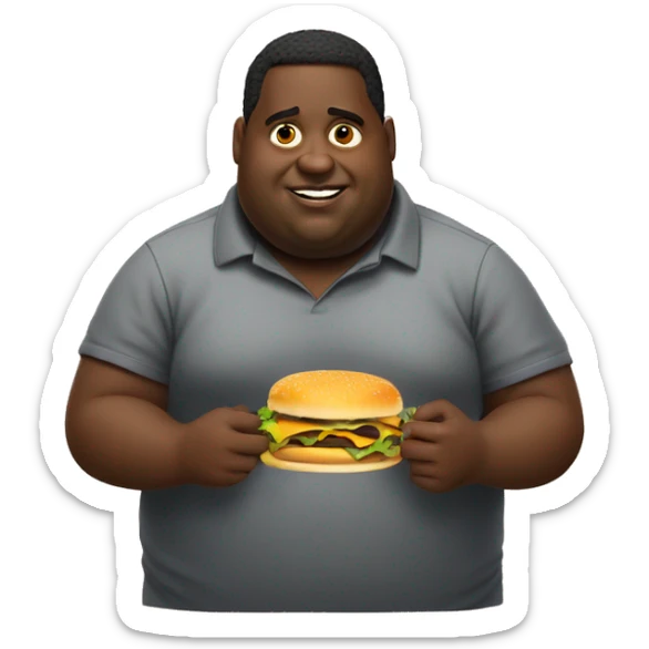 fat black guy eating cheese burger  sticker