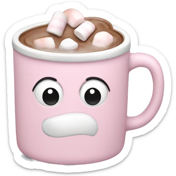 Light Pink mug of hot chocolate with marshmallows  sticker