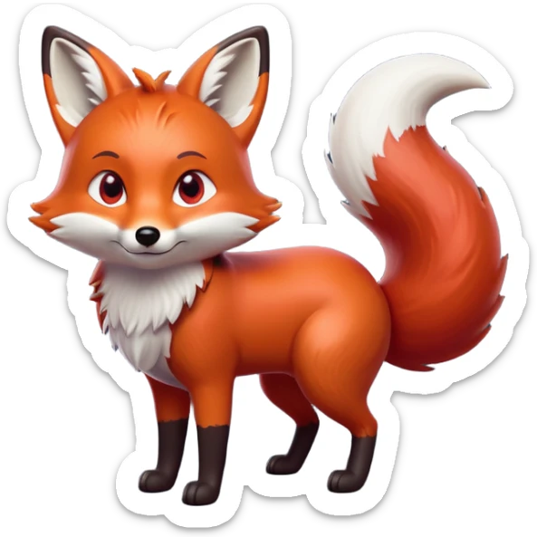 cinematic-noble [fox]-realistic-full-body-standing on all fours-emoji,-tail-tucked-close,-head-tilted-dramatically,-fox-[red]-fur,-simplified-yet-realistic-focused-features,-highly-detailed,-glowing-with-an-almost-sarcastic-glow  expressive eyes sticker