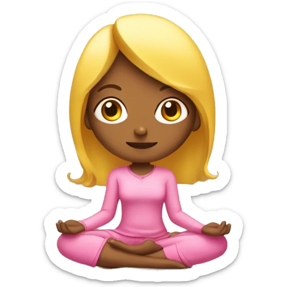 girl in pink clothes with yellow hair sits in lotus position sticker