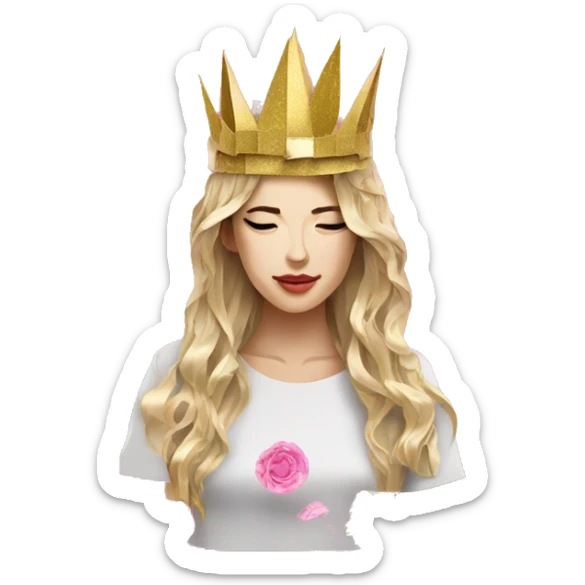  lady wearing melting golden crown vaporwave made of 420 origami newspaper roses hemp leaves lantern fairy lights burning paper vaporwave sticker