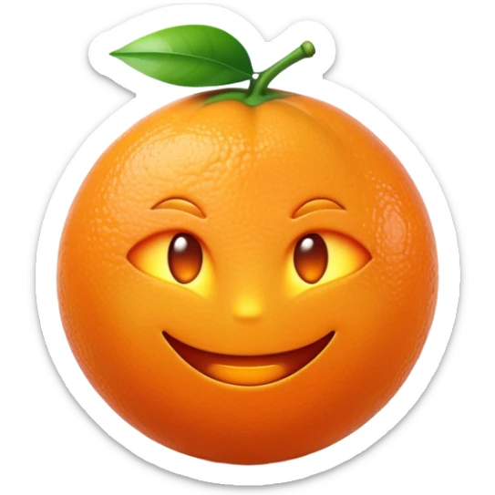Cinematic Realistic Orange Emoji, Juicy and vibrant, with a bright, glossy skin that gleams in the light, revealing a slight texture from the natural pith. The orange segments peek through as the fruit radiates refreshing energy. Soft glowing outline, capturing the essence of a sweet, zesty burst of flavor in a perfect orange! sticker