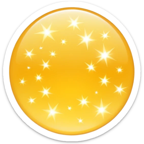 Generate a high-quality 3D cartoon-style emoji of yellow sparkles, shimmering and glittering effect, scattered randomly, smooth gradient colors, rounded and cute appearance, no human faces or objects, simple white background, high-resolution.

 sticker