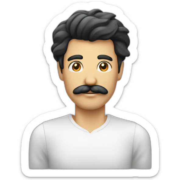 Homme au cheveux plaqué noir et à la moustache noir rectangulaire lève la main droite sticker