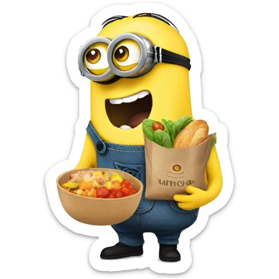 Minion with food sticker