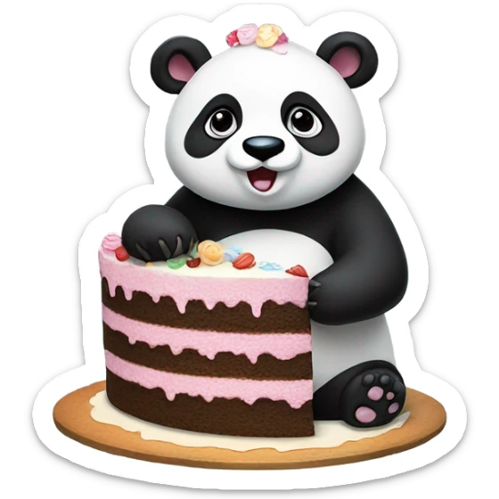 Panda eating cake sticker