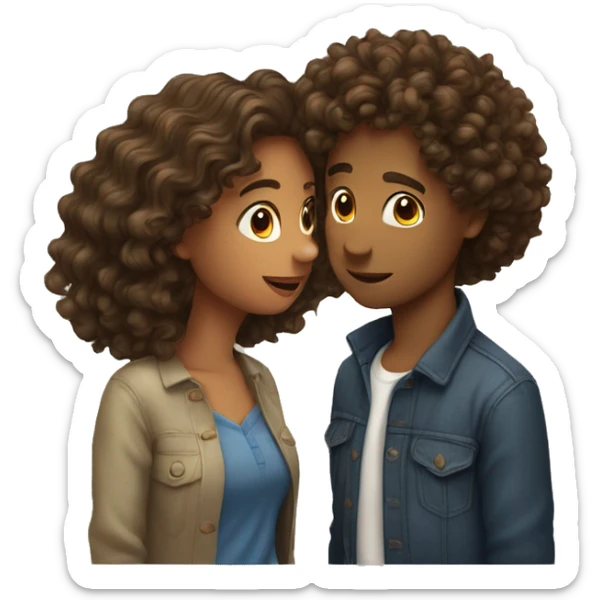 couple kissing one with curly hair and one with wavy hair sticker