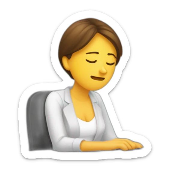 Mujer durmiendo con la boca abierta y la cara hacia arriba en un escritorio sticker