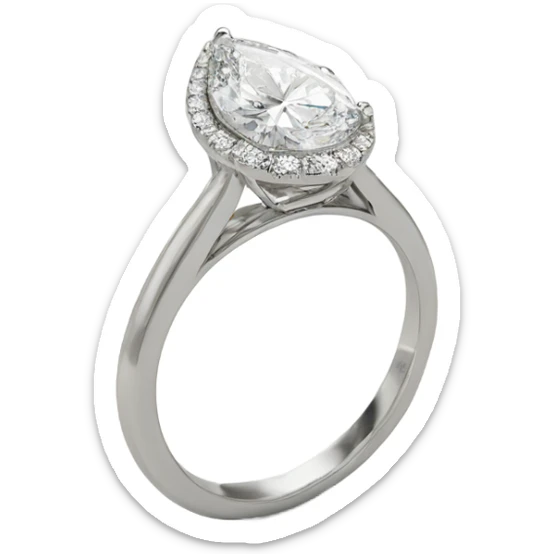 Engagement ring white gold pear shaped diamond  sticker