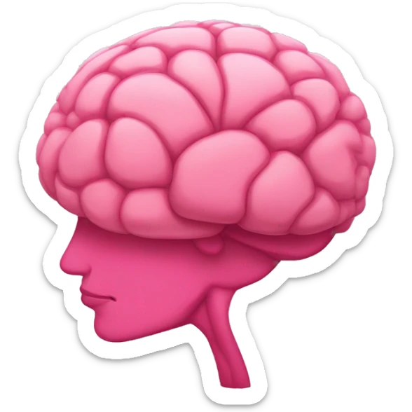 un cerebro de caricatura, con capa de super here y muy fuerte en colore rosas sticker