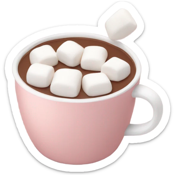 Light Pink mug of hot chocolate with marshmallows  sticker