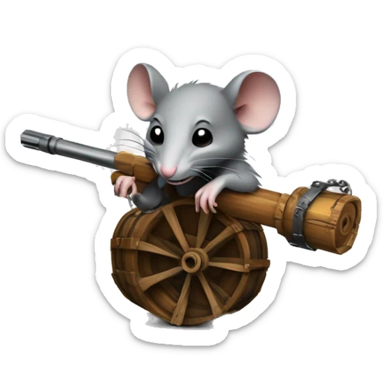 Rat with a 6 barrel minigun made of wood and metal  sticker