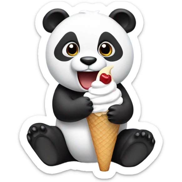 Panda eating ice cream sticker