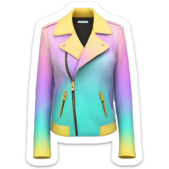 Realistic isolated side view of a pastel purple,dark turquoise ,pastel yellow and pastel pink ombre open fashion jacket. sticker