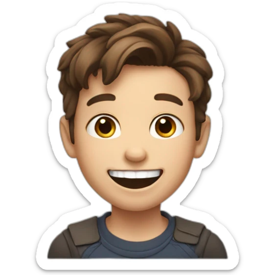 8 years old boy with brown hair and wide smile and losing the lateral tooth sticker