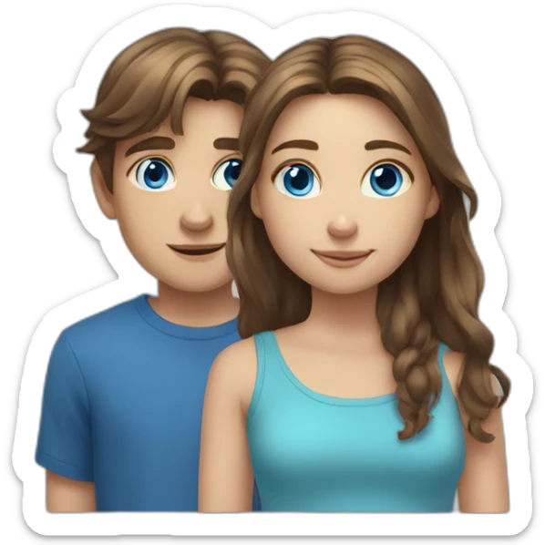 brother and sister teenagers brown hair blue eyes sticker